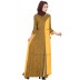 Printed long Dress in dual color- Green-Mustard Printed long Dress in dual color- Green-Mustard